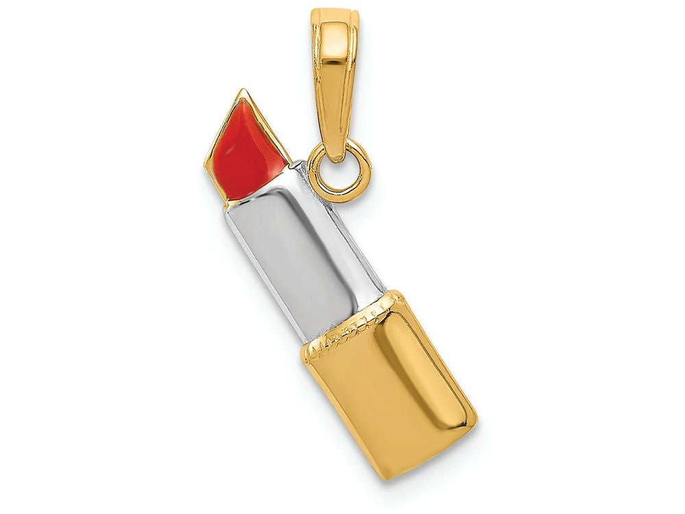 FJC Finejewelers 14k Yellow Gold with Rhodium Enameled Lipstick Charm