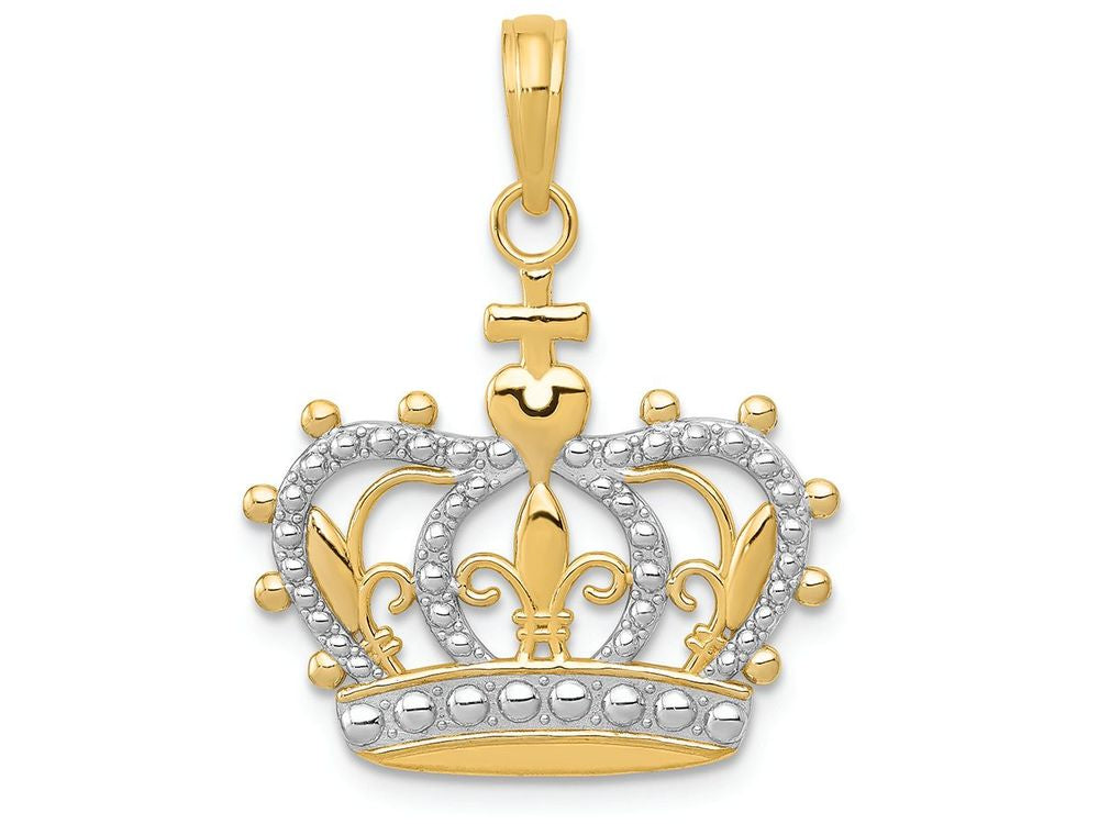 FJC Finejewelers 14k Yellow Gold with Rhodium Crown Charm