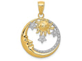 FJC Finejewelers 14k Yellow Gold And with Rhodium Bright Cut Moon  Stars  And Sun Charm
