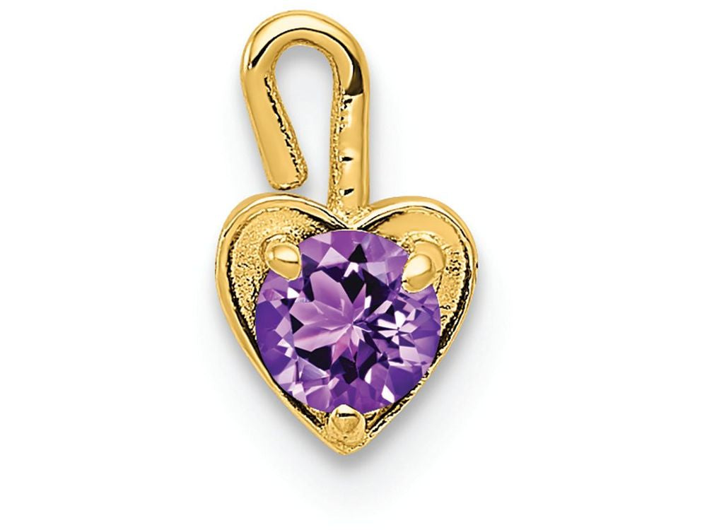FJC Finejewelers 14k Yellow Gold February Synthetic Birth Month Stone Heart Charm