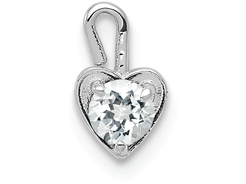 FJC Finejewelers 14k White Gold April Synthetic Birth Month Stone Heart Charm