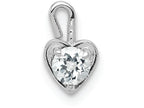 FJC Finejewelers 14k White Gold April Synthetic Birth Month Stone Heart Charm
