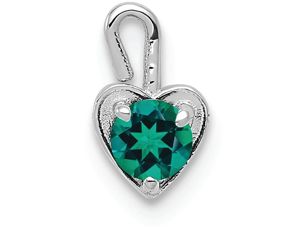 FJC Finejewelers 14k White Gold May Synthetic Birth Month Stone Heart Charm