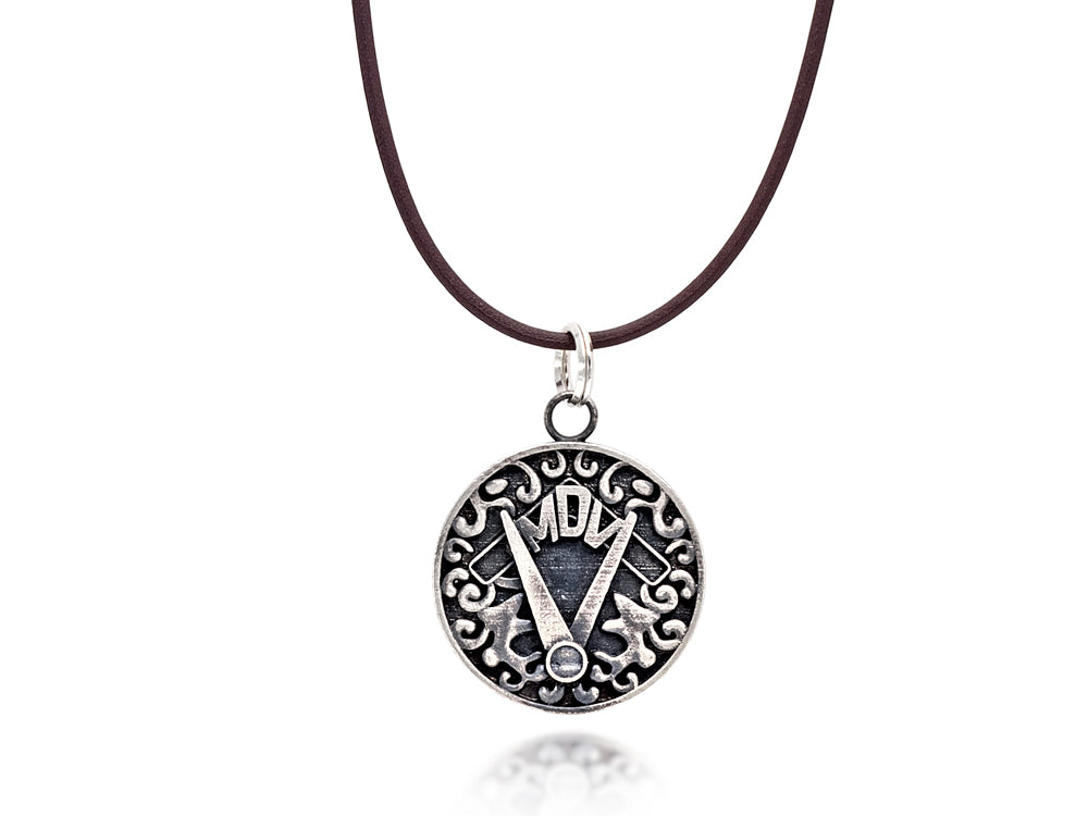 Mariano Di Vaio - Sterling Silver Good OR MDV with Leather Necklace