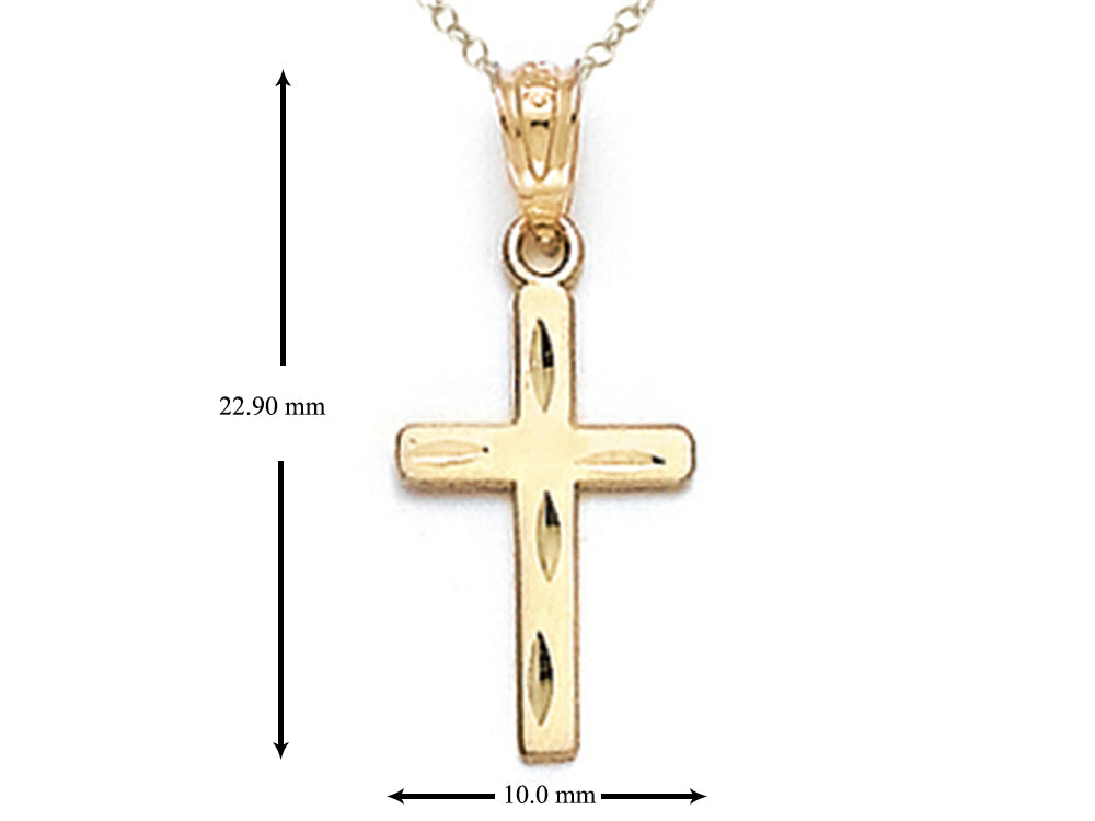 Finejewelers 14k Yellow Gold Bright Cut Cross Pendant Necklace - Chain Included