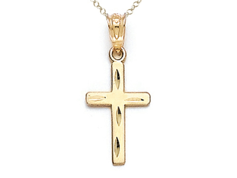 Finejewelers 14k Yellow Gold Bright Cut Cross Pendant Necklace - Chain Included