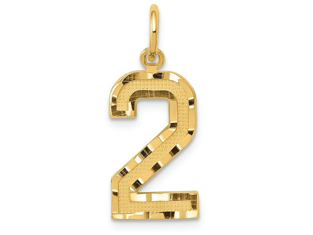 FJC Finejewelers 14k Yellow Gold Casted Medium Bright Cut Number 2 Charm