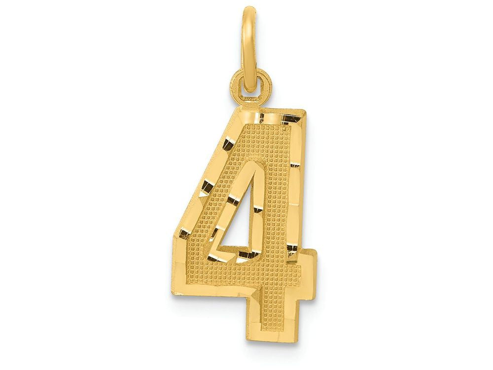 FJC Finejewelers 14k Yellow Gold Casted Medium Bright Cut Number 4 Charm