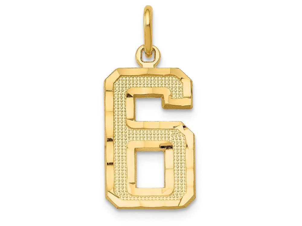 FJC Finejewelers 14k Yellow Gold Casted Medium Bright Cut Number 6 Charm