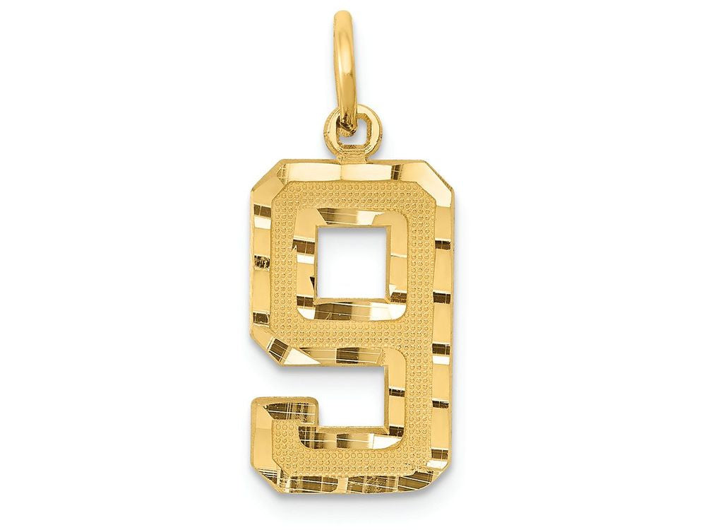 FJC Finejewelers 14k Yellow Gold Casted Medium Bright Cut Number 9 Charm