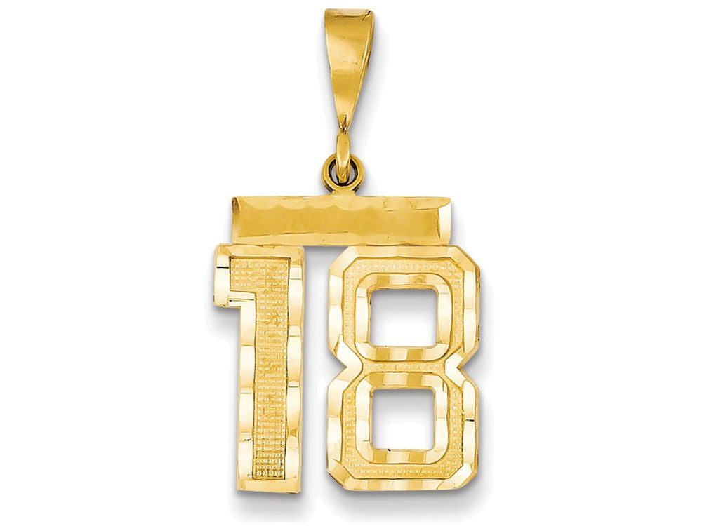 FJC Finejewelers 14k Yellow Gold Medium Bright Cut Number 18 Charm