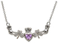 ShanOre® Claddagh Shamrock Design with 5mm Simulated Alexandrite (CZ) Heart Pendant Necklace
