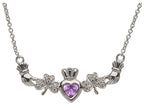 ShanOre® Claddagh Shamrock Design with 5mm Simulated Alexandrite (CZ) Heart Pendant Necklace