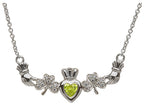 ShanOre® Claddagh Shamrock Design with 5mm Simulated Peridot (CZ) Heart Pendant Necklace