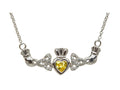 ShanOre® Claddagh Trinity Design with 5mm Simulated Citrine (CZ) Heart Pendant Necklace