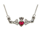 ShanOre® Claddagh Trinity Design with 5mm Simulated Ruby (CZ) Heart Pendant Necklace