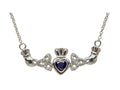 ShanOre® Claddagh Trinity Design with 5mm Simulated Sapphire (CZ) Heart Pendant Necklace