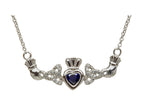 ShanOre® Claddagh Trinity Design with 5mm Simulated Sapphire (CZ) Heart Pendant Necklace