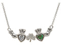 ShanOre® Claddagh Shamrock Mothers Pendant Necklace Personalize 2 5mm Heart Shape Simulated Birthstones