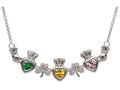 ShanOre® Claddagh Shamrock Mothers Pendant Necklace Personalize 3 5mm Heart Shape Simulated Birthstones