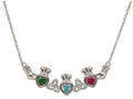 ShanOre® Claddagh Trinity Mothers Pendant Necklace Personalize 3 5mm Heart Shape Simulated Birthstones