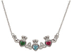 ShanOre® Claddagh Trinity Mothers Pendant Necklace Personalize 3 5mm Heart Shape Simulated Birthstones