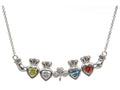 ShanOre® Claddagh Shamrock Mothers Pendant Necklace Personalize 4 5mm Heart Shape Simulated Birthstones