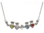 ShanOre® Claddagh Shamrock Mothers Pendant Necklace Personalize 4 5mm Heart Shape Simulated Birthstones