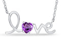 FJC Finejewelers Sterling Silver 18 Inch Love Necklace with 5mm Heart Shape Amethyst