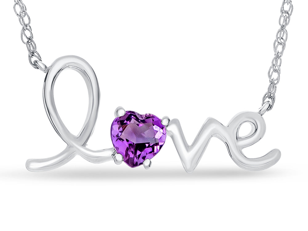 FJC Finejewelers Sterling Silver 18 Inch Love Necklace with 5mm Heart Shape Amethyst