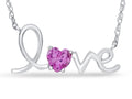 FJC Finejewelers Sterling Silver 18 Inch Love Necklace with 5mm Heart Shape Created Pink Sapphire