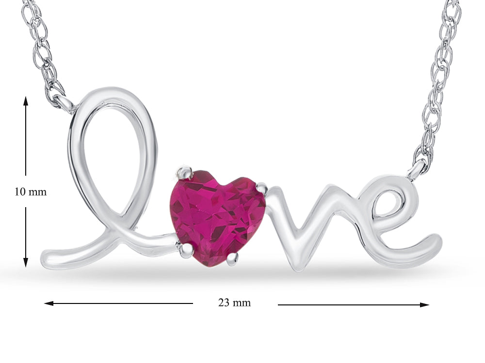 FJC Finejewelers Sterling Silver 18 Inch Love Necklace with 5mm Heart Shape Created Ruby