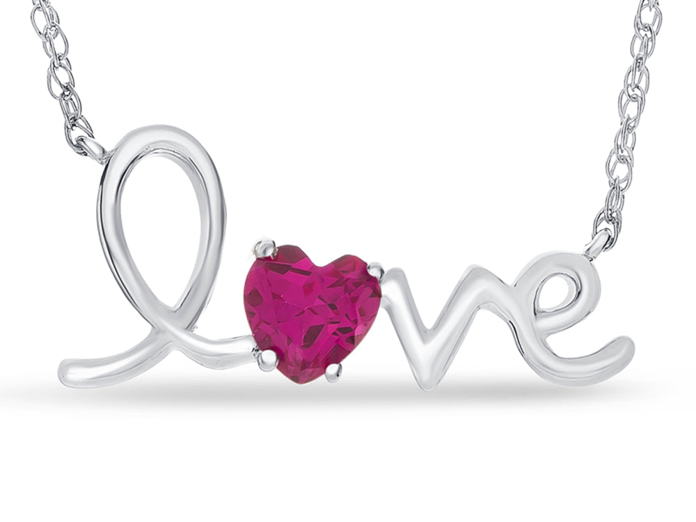 FJC Finejewelers Sterling Silver 18 Inch Love Necklace with 5mm Heart Shape Created Ruby