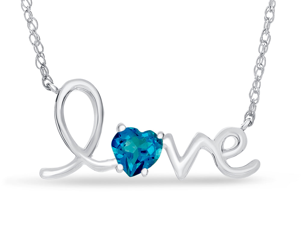 FJC Finejewelers Sterling Silver 18 Inch Love Necklace with 5mm Heart Shape Coated Paraiba Topaz