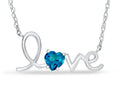 FJC Finejewelers Sterling Silver 18 Inch Love Necklace with 5mm Heart Shape Coated Paraiba Topaz