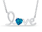 FJC Finejewelers Sterling Silver 18 Inch Love Necklace with 5mm Heart Shape Coated Paraiba Topaz