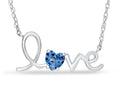 FJC Finejewelers Sterling Silver 18 Inch Love Necklace with 5mm Heart Shape Simulated Aquamarine