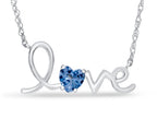 FJC Finejewelers Sterling Silver 18 Inch Love Necklace with 5mm Heart Shape Simulated Aquamarine