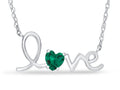 FJC Finejewelers Sterling Silver 18 Inch Love Necklace with 5mm Heart Shape Simulated Emerald