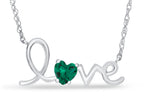 FJC Finejewelers Sterling Silver 18 Inch Love Necklace with 5mm Heart Shape Simulated Emerald