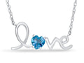FJC Finejewelers Sterling Silver 18 Inch Love Necklace with 5mm Heart Shape Swiss Blue Topaz