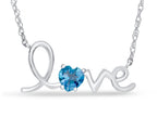 FJC Finejewelers Sterling Silver 18 Inch Love Necklace with 5mm Heart Shape Swiss Blue Topaz