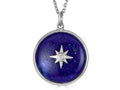 FJC Finejewelers Sterling Silver Round Cabochon Lapis and White Topaz Star Necklace Pendant
