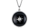 FJC Finejewelers Sterling Silver Round Cabochon Onyx and White Topaz Star Necklace Pendant