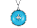 FJC Finejewelers Sterling Silver Round Cabochon Compressed Turquoise and White Topaz Star Necklace Pendant