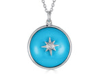 FJC Finejewelers Sterling Silver Round Cabochon Compressed Turquoise and White Topaz Star Necklace Pendant
