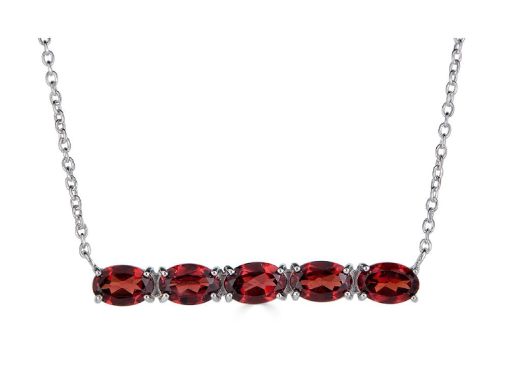 FJC Finejewelers Sterling Silver Necklace Pendant with 5 Oval Garnet Stones