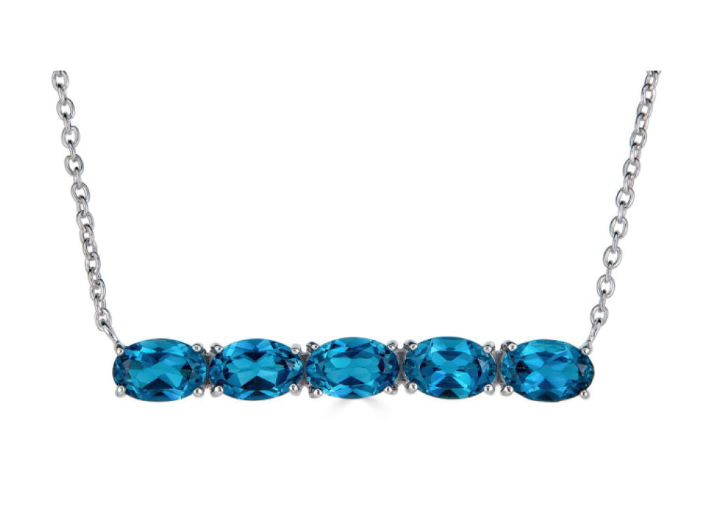 FJC Finejewelers Sterling Silver Necklace Pendant with 5 Oval London Blue Topaz Stones