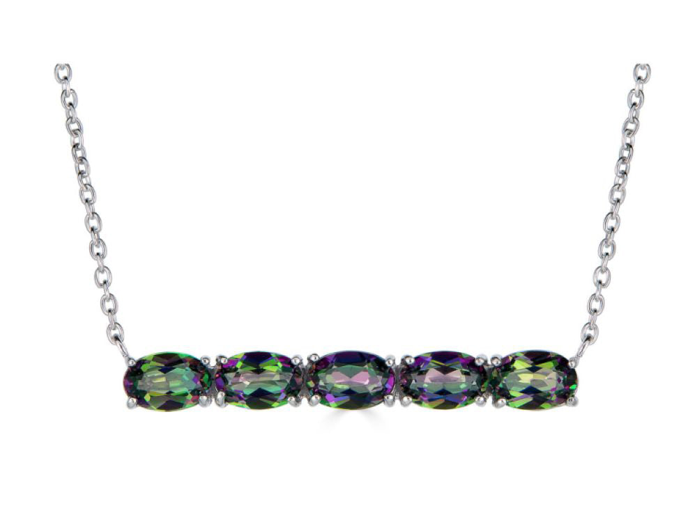 FJC Finejewelers Sterling Silver Necklace Pendant with 5 Oval Mystic Topaz Stones