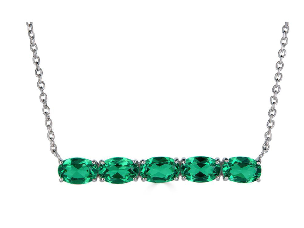 FJC Finejewelers Sterling Silver Necklace Pendant with 5 Oval Simulated Emerald Stones
